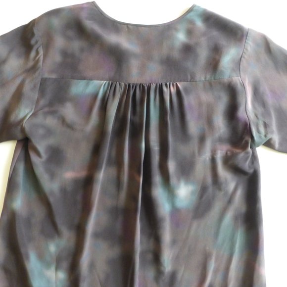 Rebecca Taylor Long Sleeved Tie Die Eggplant Purple Silk Blouse - Picture 5 of 10